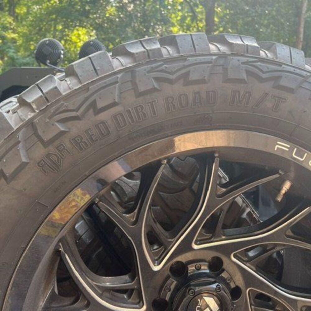 FUEL RUNNER GLOSS BLACK MILLED WHEEL 35 12.50 22 TIRES RIMS FORD - Picture 7 of 10